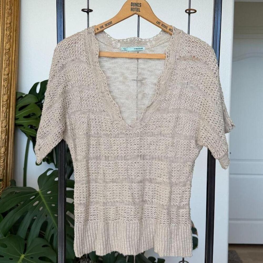 Maurices Oatmeal Short-Sleeve Sweater